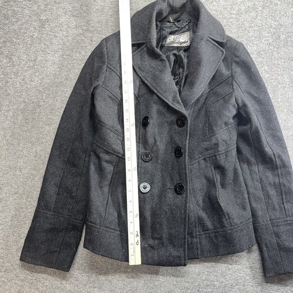 Guess Womens Wool Blend Lined Short Collared Fitted Pea Coat Size Small Charcoal - Picture 2 of 6